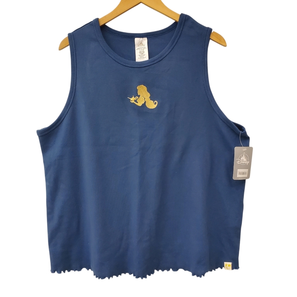 Disney Jasmine Ribbed Tank Top for Adults Blue Sleeveless Size 2x